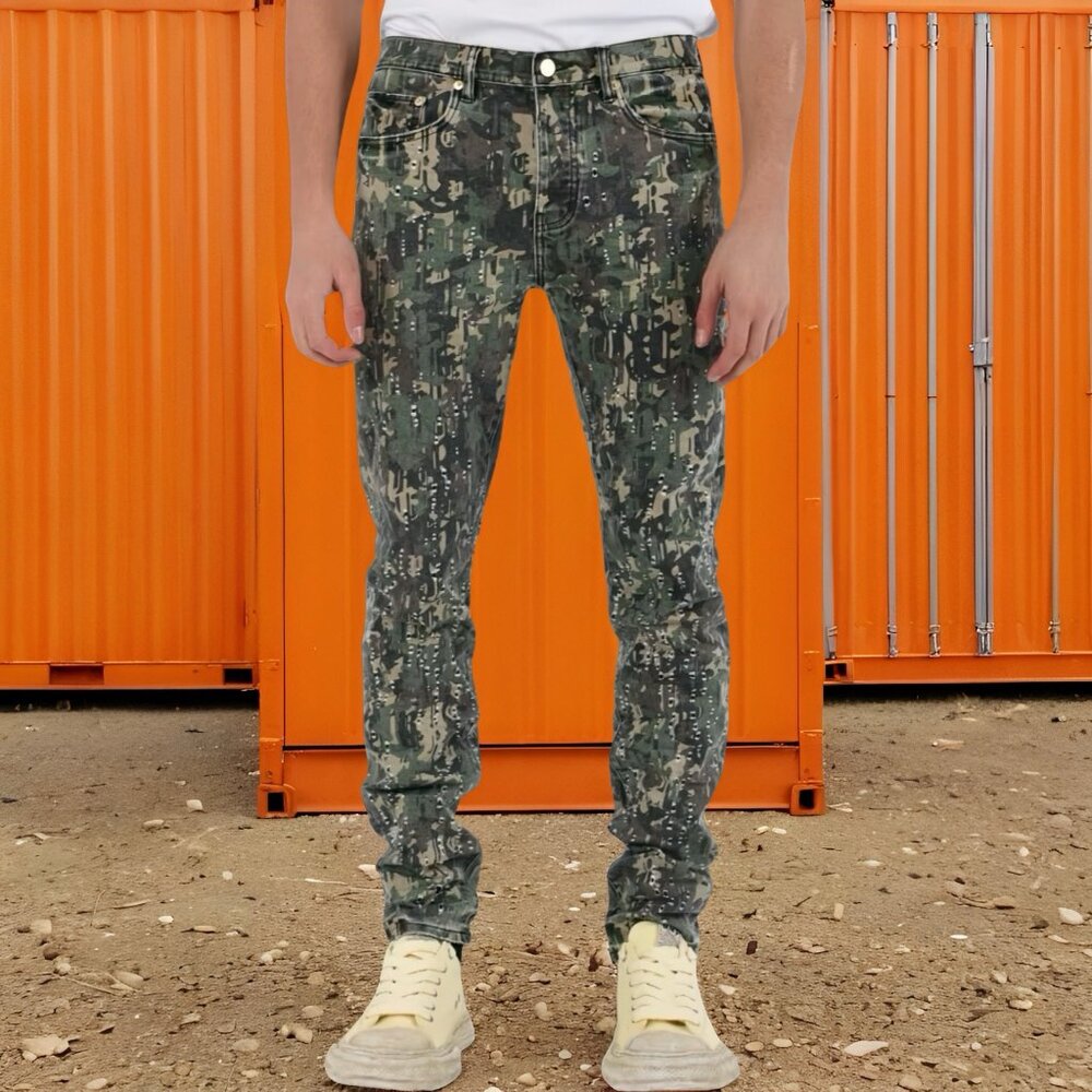 Purple Brand P001 Militaire Buckshot Distressed Camo Jeans 32 x 33 $325